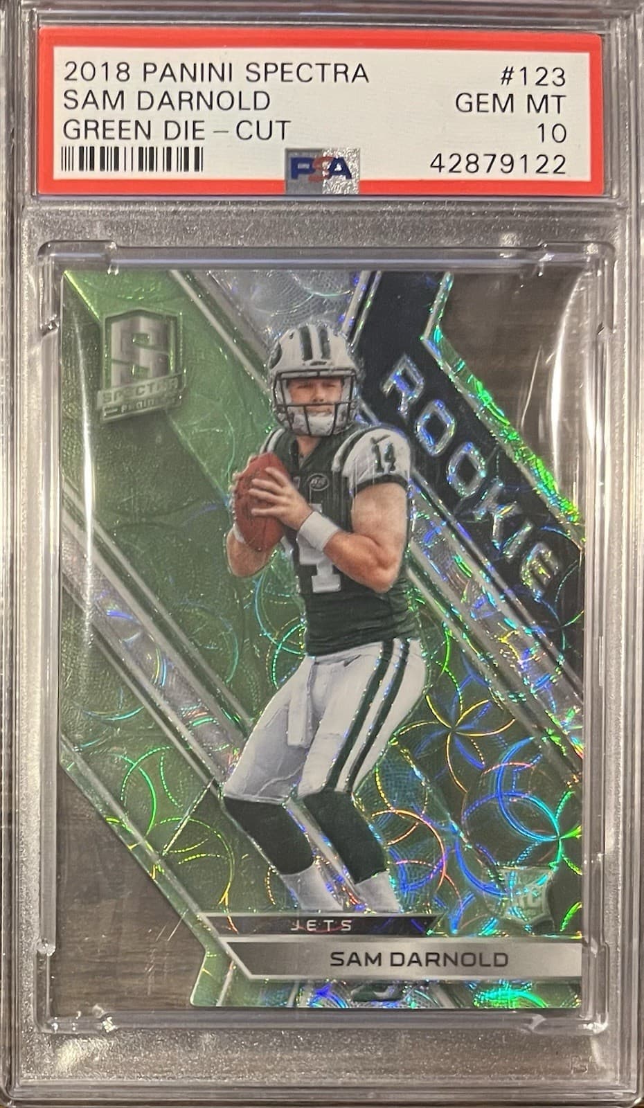 Sam Darnold Panini Spectra #123 Neon Green Die-Cut