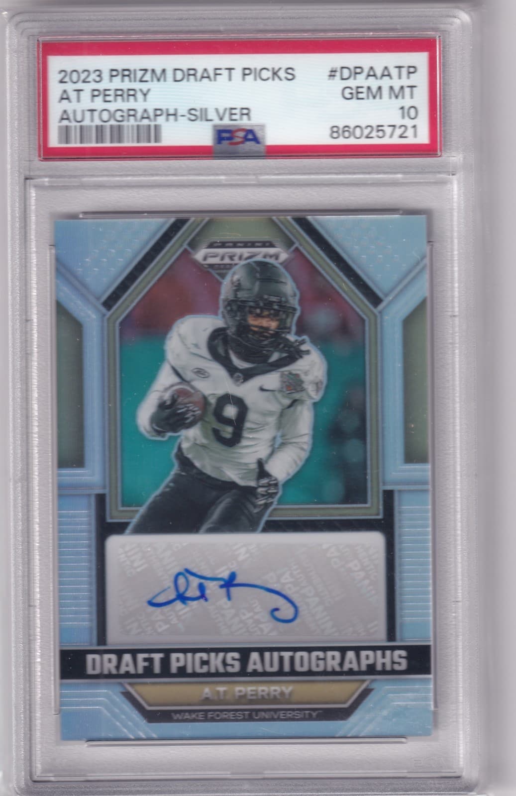 A.T. Perry Panini Prizm Draft Picks Draft Picks Autographs #DPAATP Silver