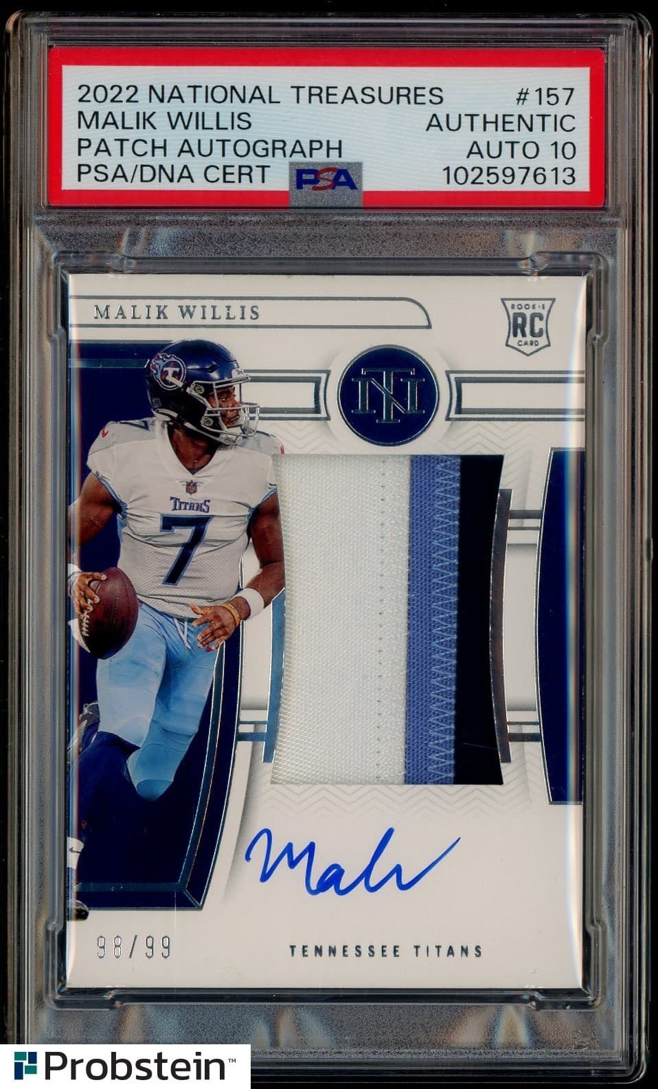 Malik Willis Panini National Treasures #157 Patch Autograph-Jersey Number
