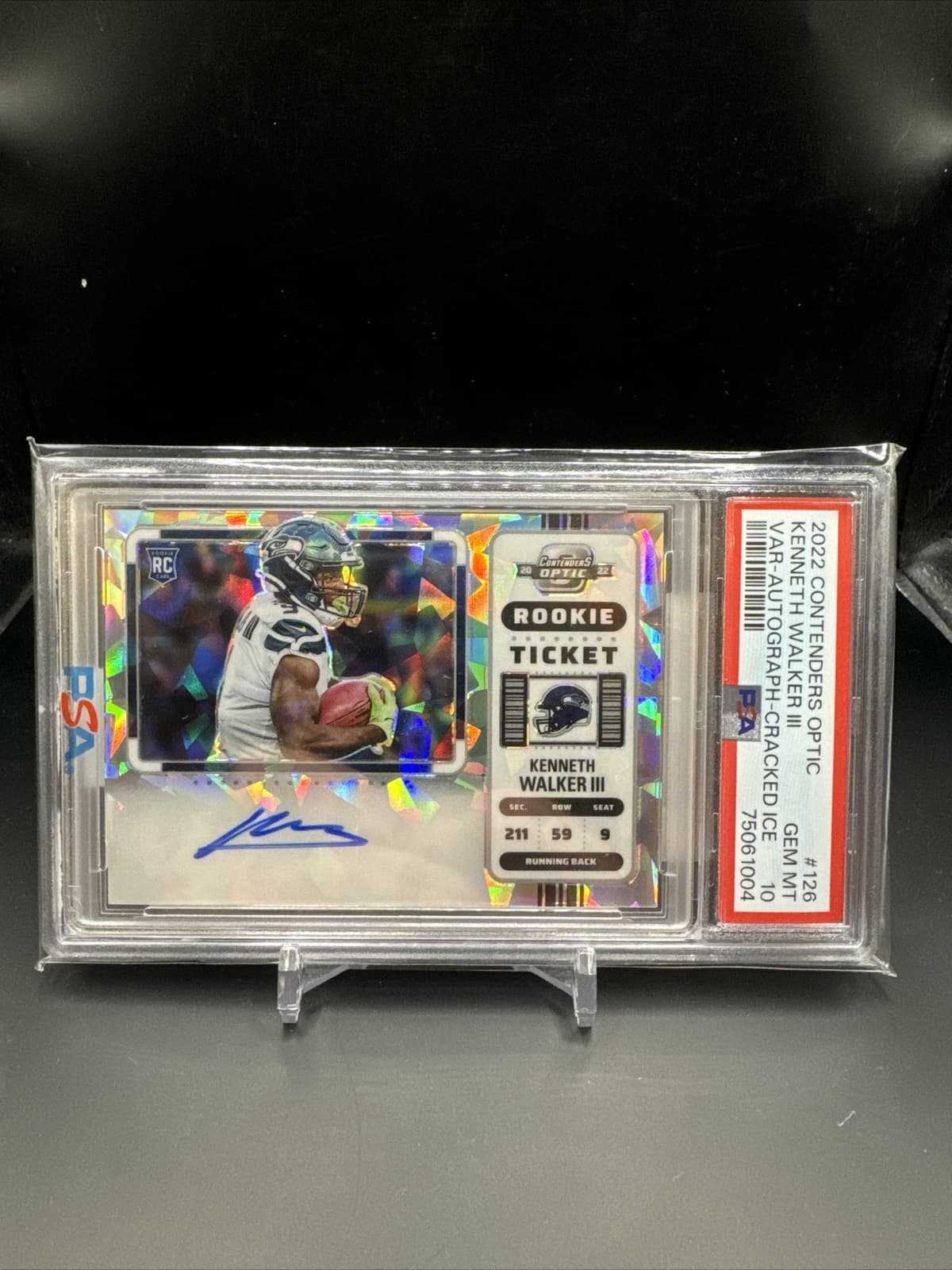 Kenneth Walker III Panini Contenders Optic #126 Variation-Autograph-Cracked Ice