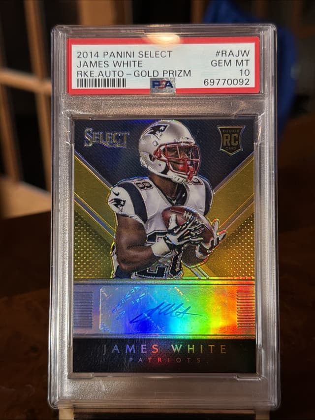 James White Panini Select Rookie Autograph #RAJW Gold Prizm