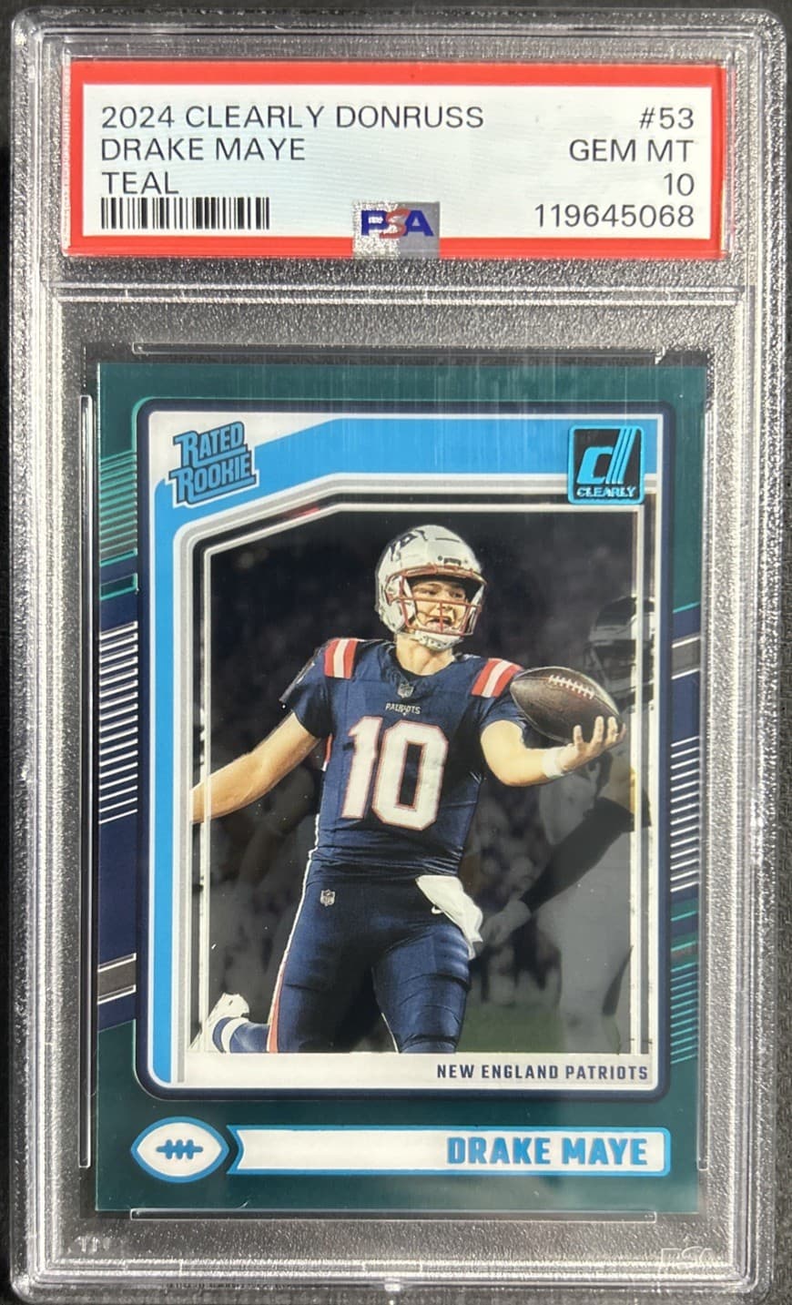 Drake Maye Panini Clearly Donruss #53 Teal