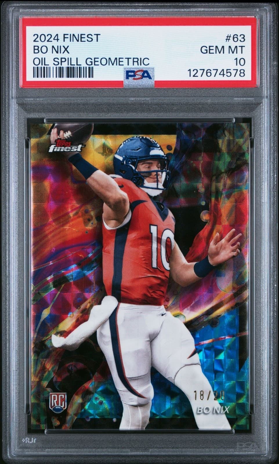 Bo Nix Topps Finest #63 Oil Spill Geometric