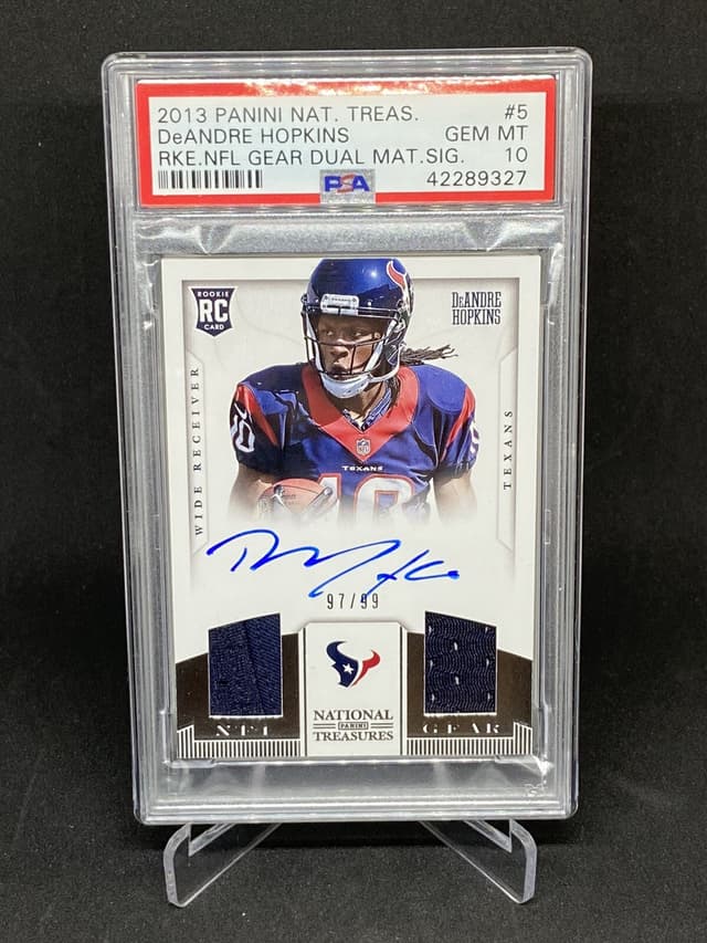 DeAndre Hopkins Panini National Treasures Rookie NFL Gear Dual Materials Signatures #5 Base