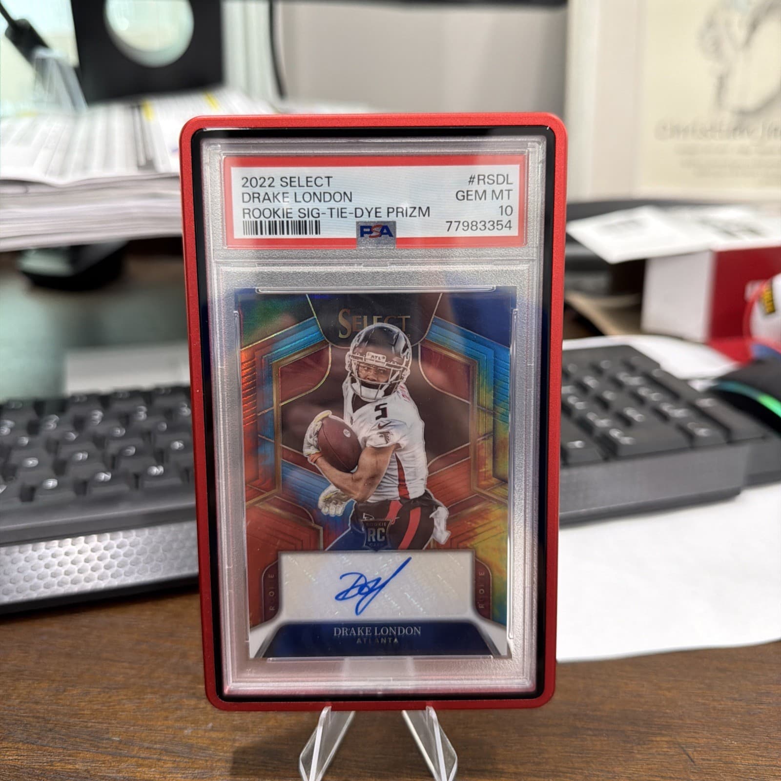 Drake London Panini Select Rookie Signatures #RSDL Tie-Dye Prizm