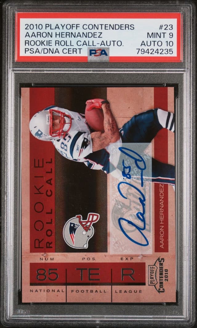 Aaron Hernandez Playoff Contenders Rookie Roll Call #23 Autograph