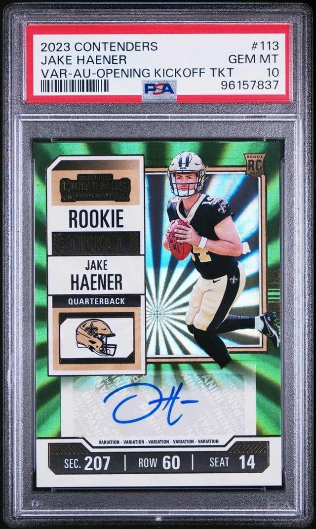 Jake Haener Panini Contenders #113 Variation-Autograph-Opening Kickoff Ticket