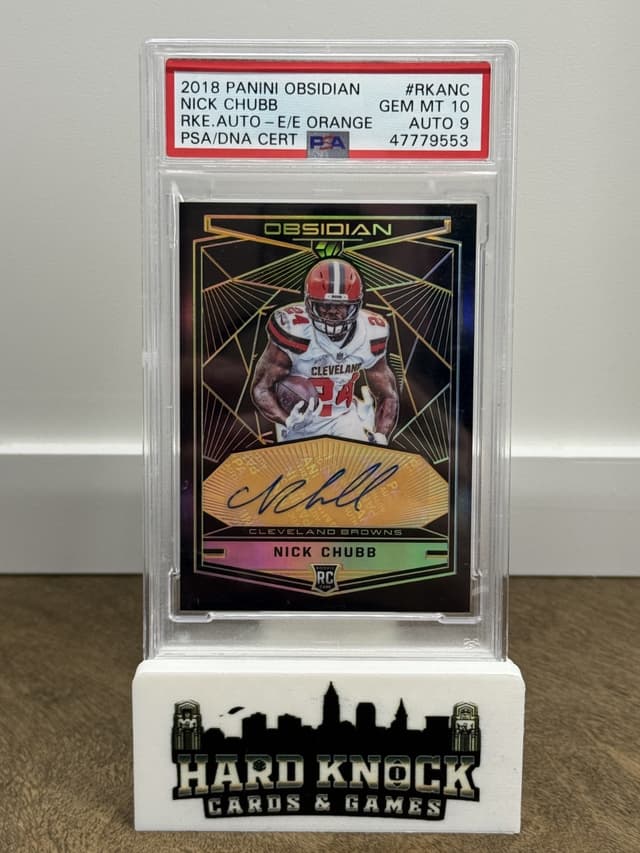 Nick Chubb Panini Obsidian Rookie Autographs #RKANC Electric Etch Orange
