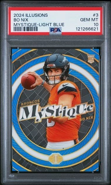 Bo Nix Panini Illusions Mystique #3 Light Blue