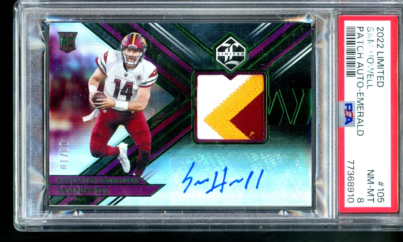 Sam Howell Panini Limited #105 Patch Autograph-Emerald
