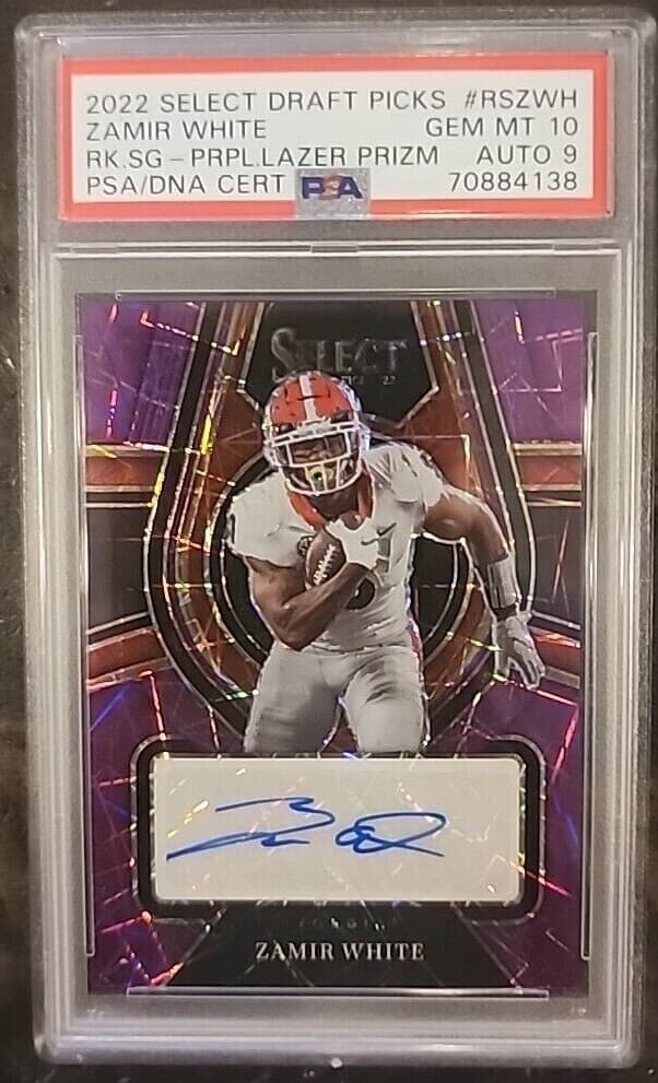 Zamir White Panini Select Draft Picks Rookie Signatures #RSZWH Purple Lazer Prizm