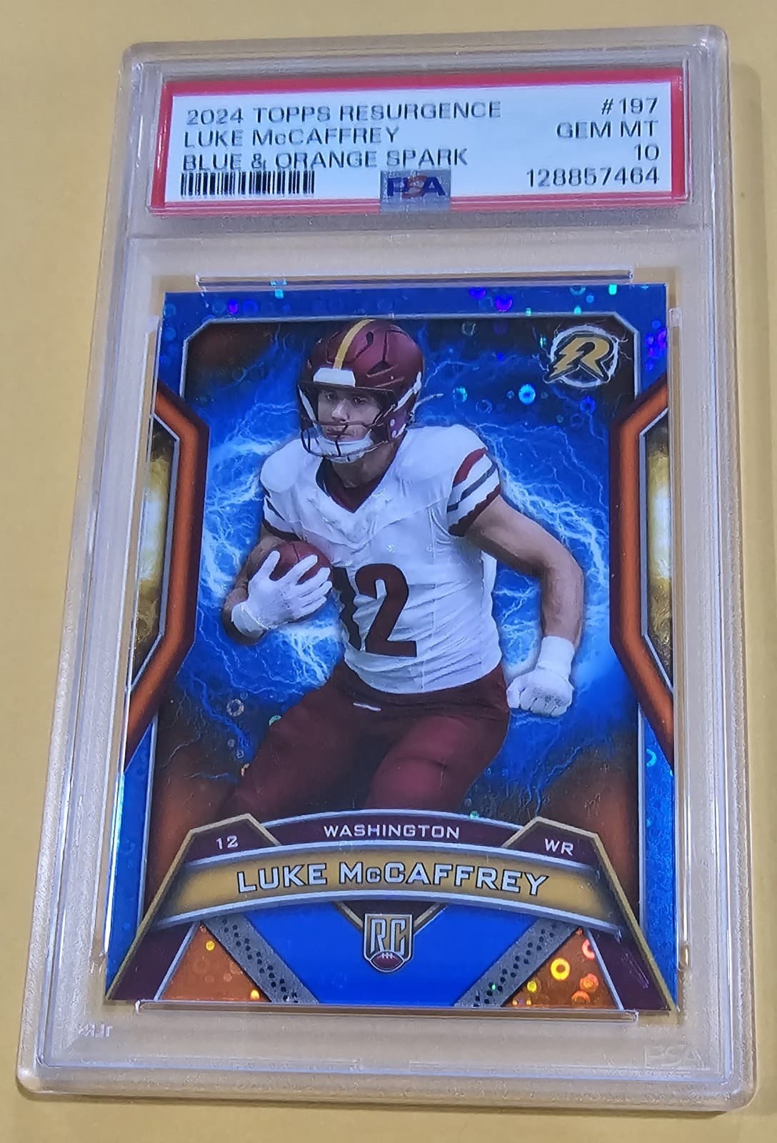 Luke McCaffrey Topps Resurgence #197 Blue & Orange Spark