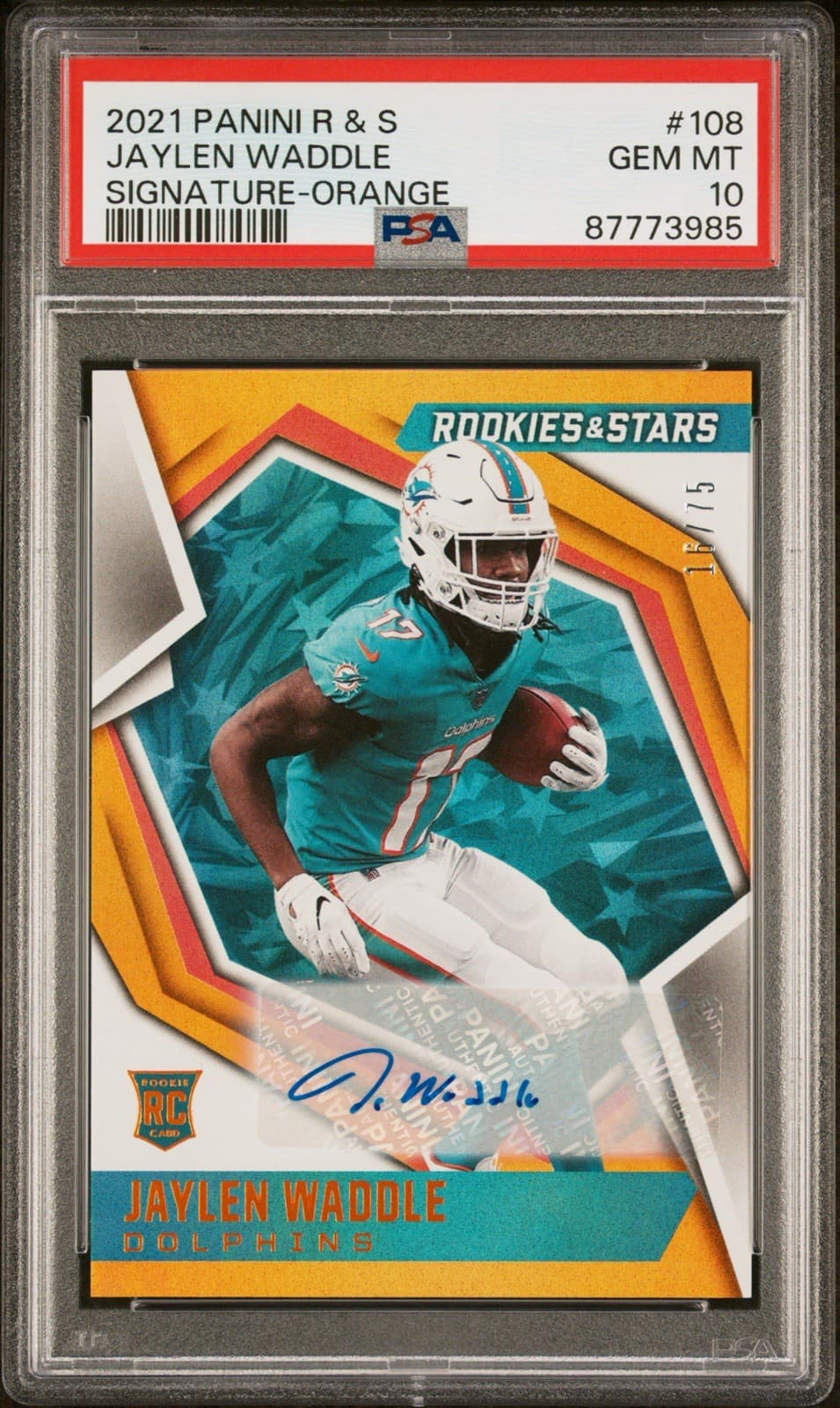 Jaylen Waddle Panini Rookies & Stars #108 Signature-Orange