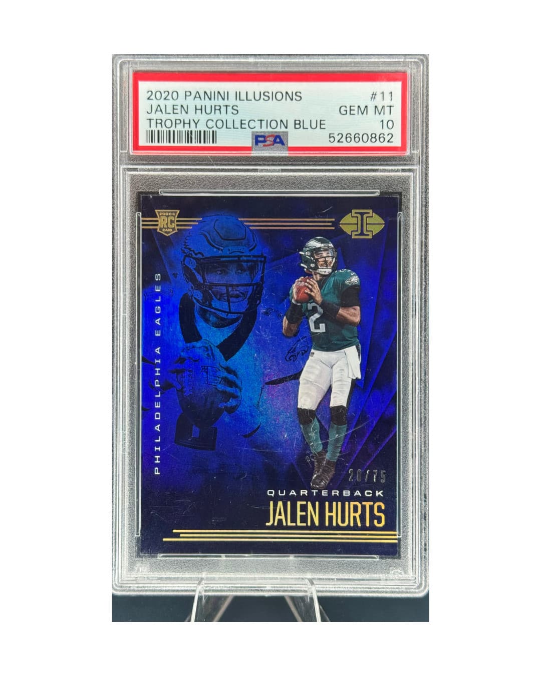 Jalen Hurts Panini Illusions #11 Trophy Collection Blue