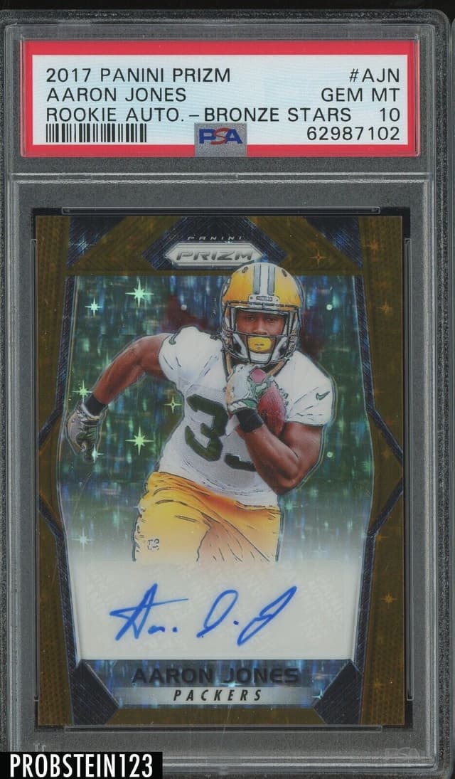 Aaron Jones Panini Prizm Rookie Autographs #AJN Bronze Stars