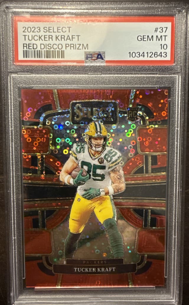 Tucker Kraft Panini Select #37 Red Disco Prizm