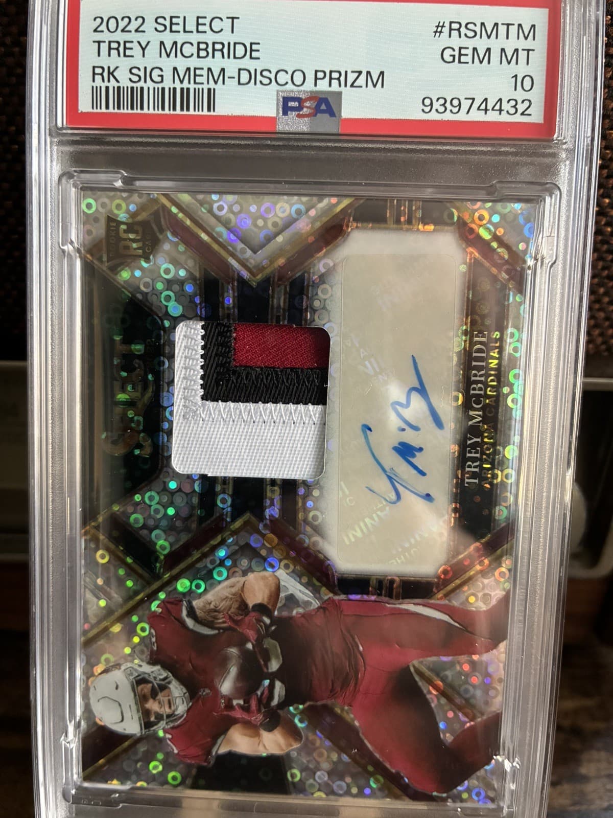 Trey McBride Panini Select Rookie Signature Memorabilia #RSMTM Disco Prizm