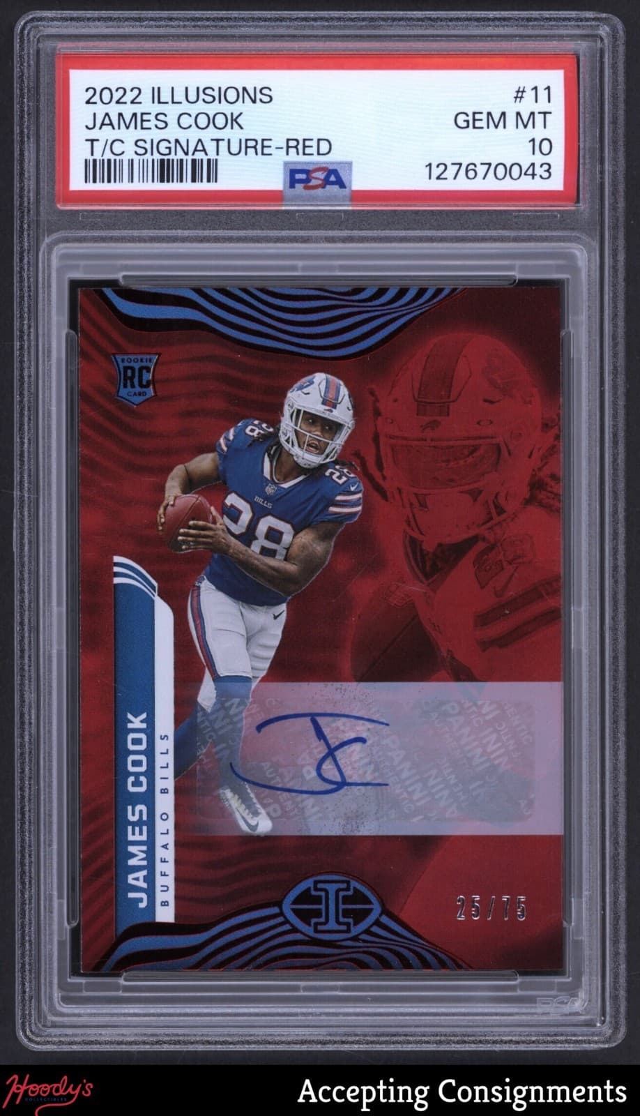 James Cook Panini Illusions #11 Trophy Collection-Signature-Red