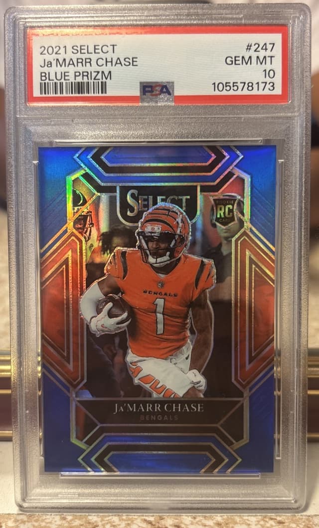 JaMarr Chase Panini Select #247 Blue Prizm
