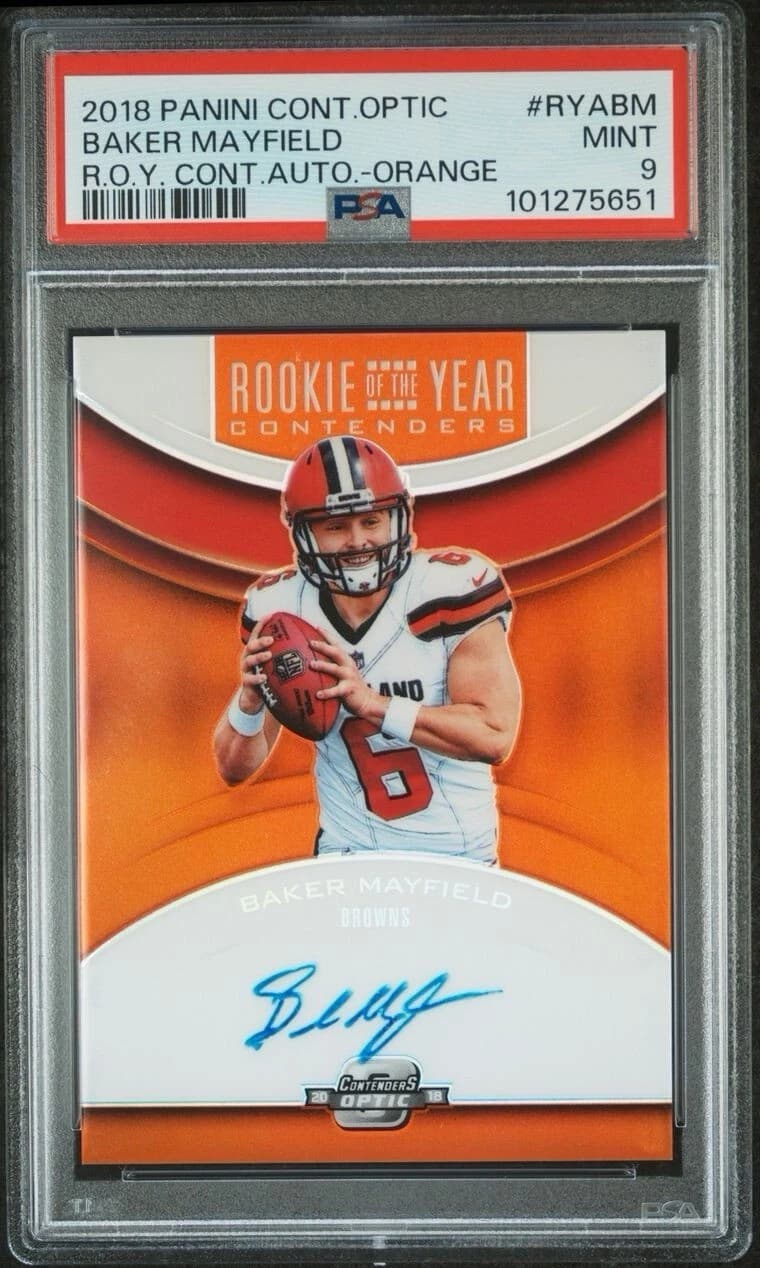 Baker Mayfield Panini Contenders Optic Rookie of the Year Contenders Autographs #RYABM Orange