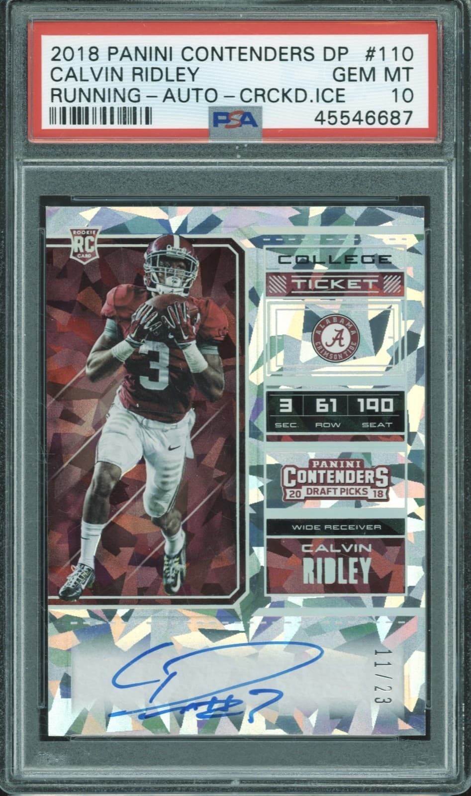 Calvin Ridley Panini Contenders Draft Picks #110 Running-Autograph-Cracked Ice