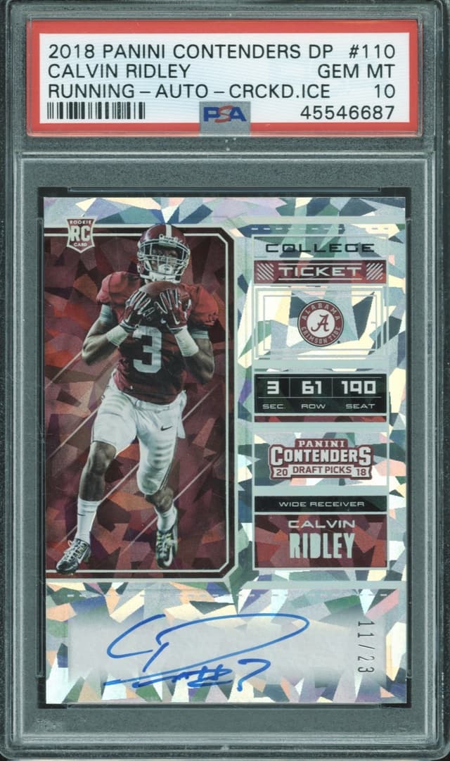 Calvin Ridley Panini Contenders Draft Picks #110 Running-Autograph-Cracked Ice