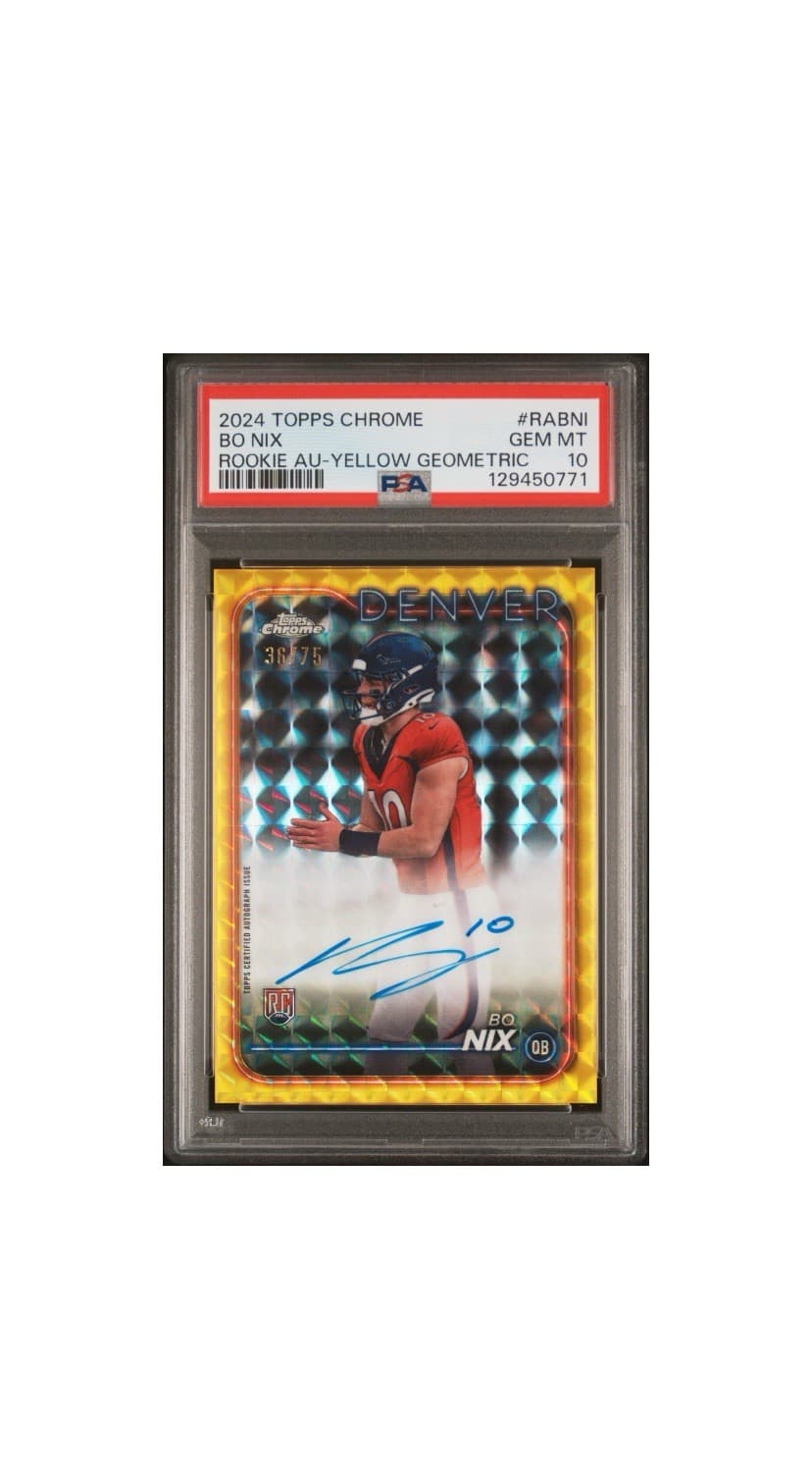 Bo Nix Topps Chrome Rookie Autographs Variations #RABNI Yellow Geometric