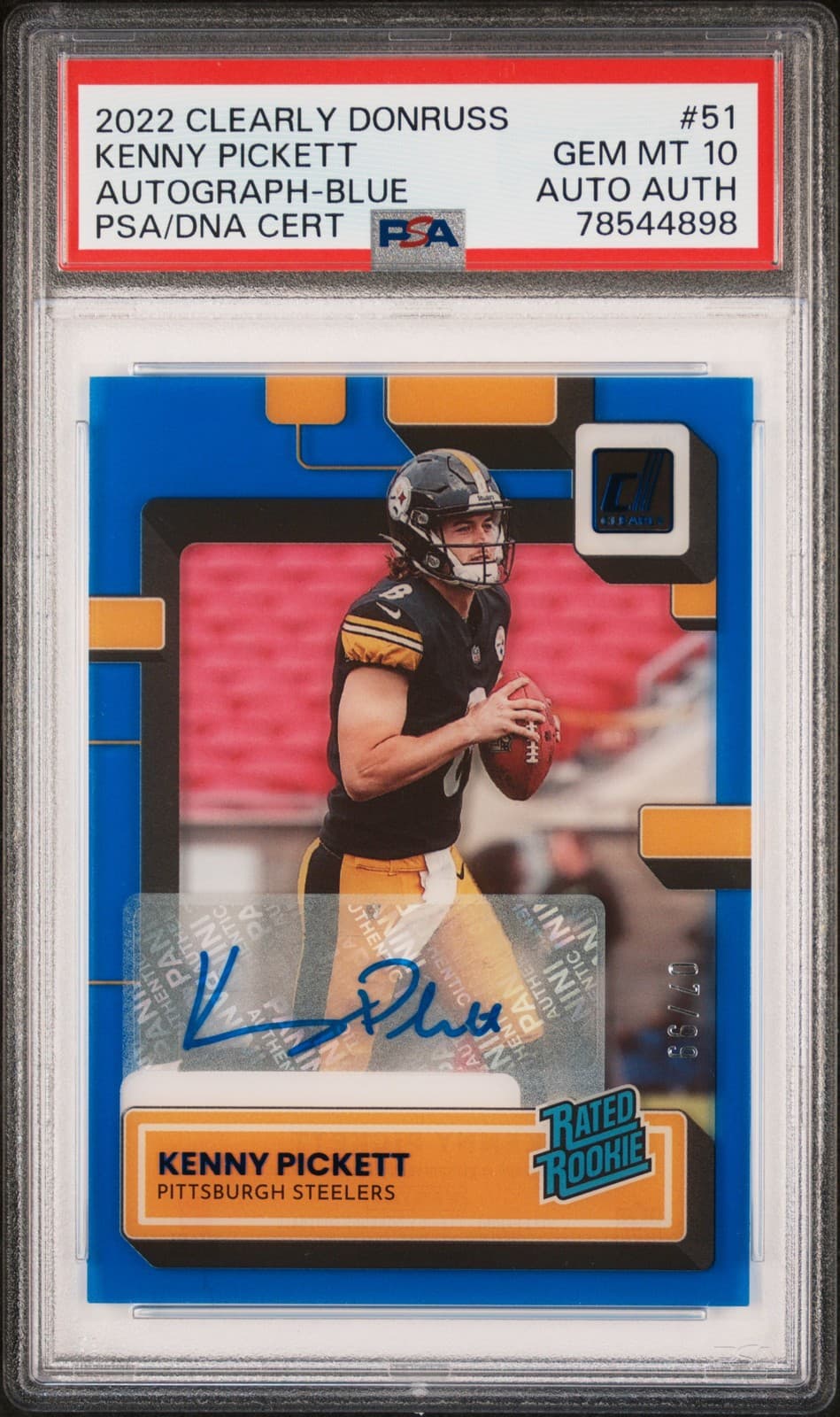 Kenny Pickett Panini Clearly Donruss #51 Autograph-Blue