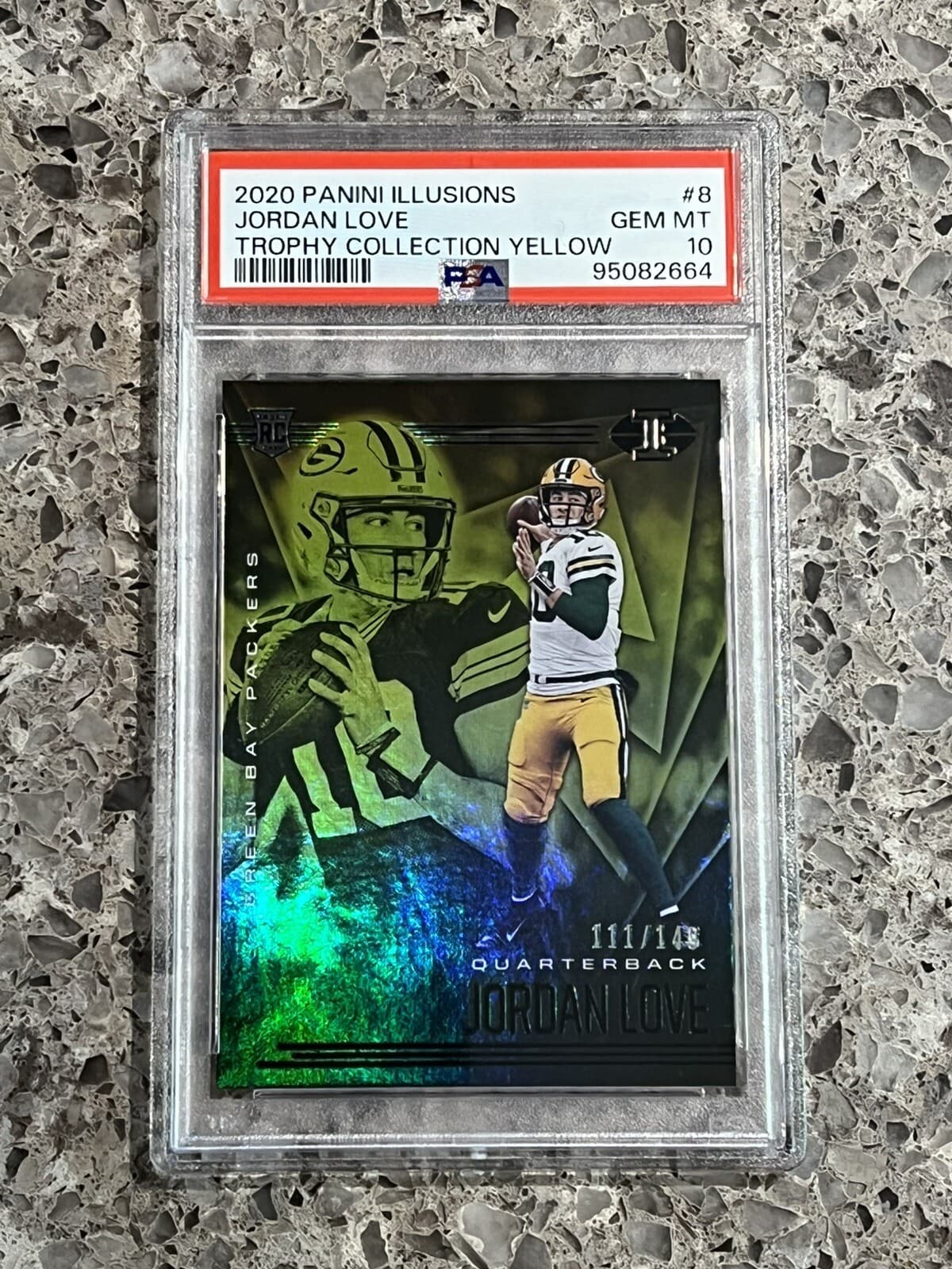 Jordan Love Panini Illusions #8 Trophy Collection Yellow