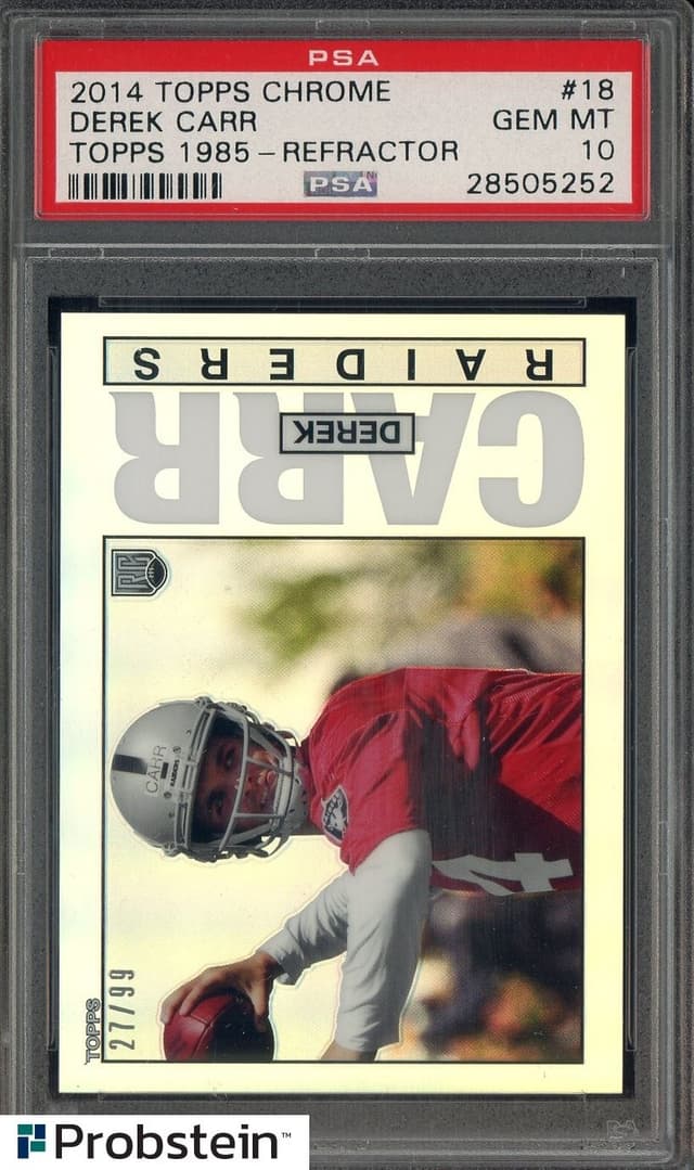 Derek Carr Topps Chrome Topps 1985 #18 Refractor