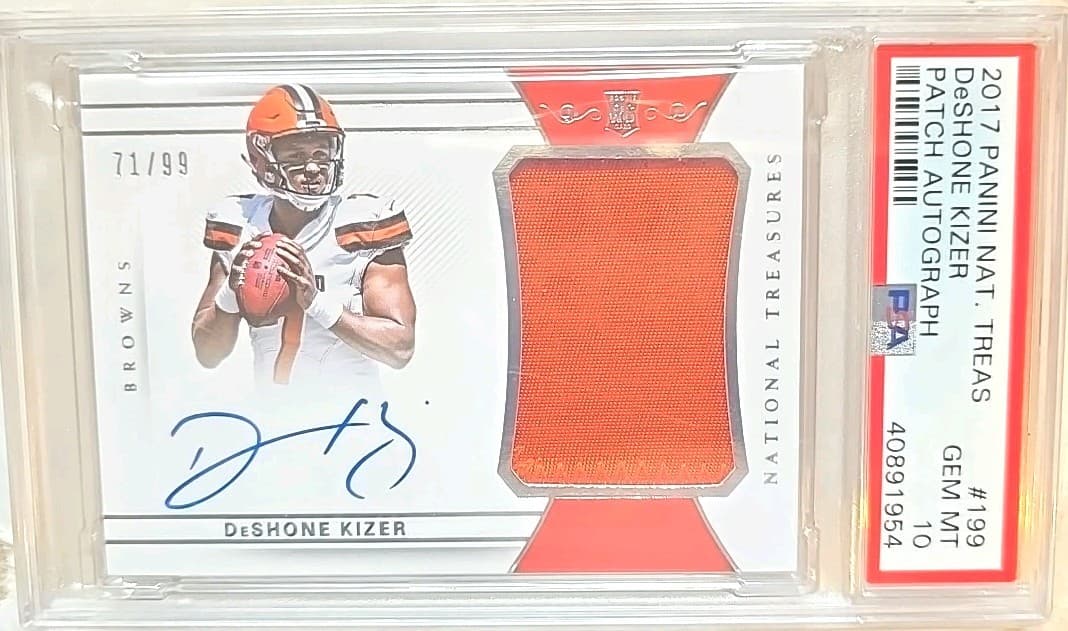 DeShone Kizer Panini National Treasures #199 Patch Autograph