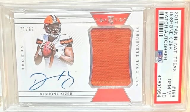 DeShone Kizer Panini National Treasures #199 Patch Autograph