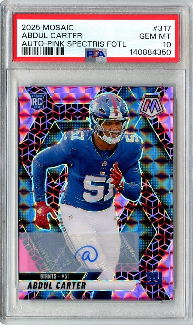 Abdul Carter Panini Mosaic #317 Autograph-Pink Spectris Fotl