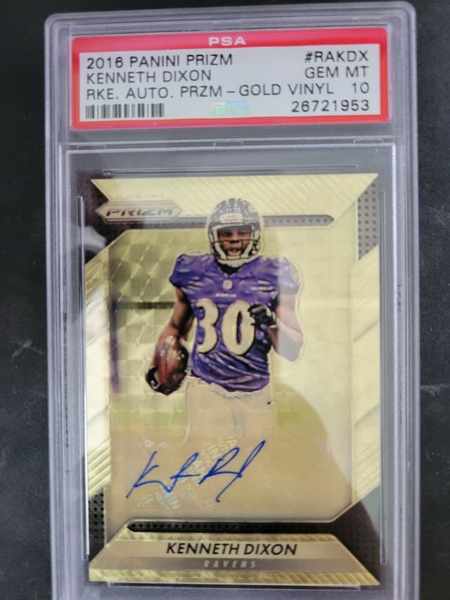 Kenneth Dixon Panini Prizm Rookie Autograph Prizm #RAKDX Gold Vinyl