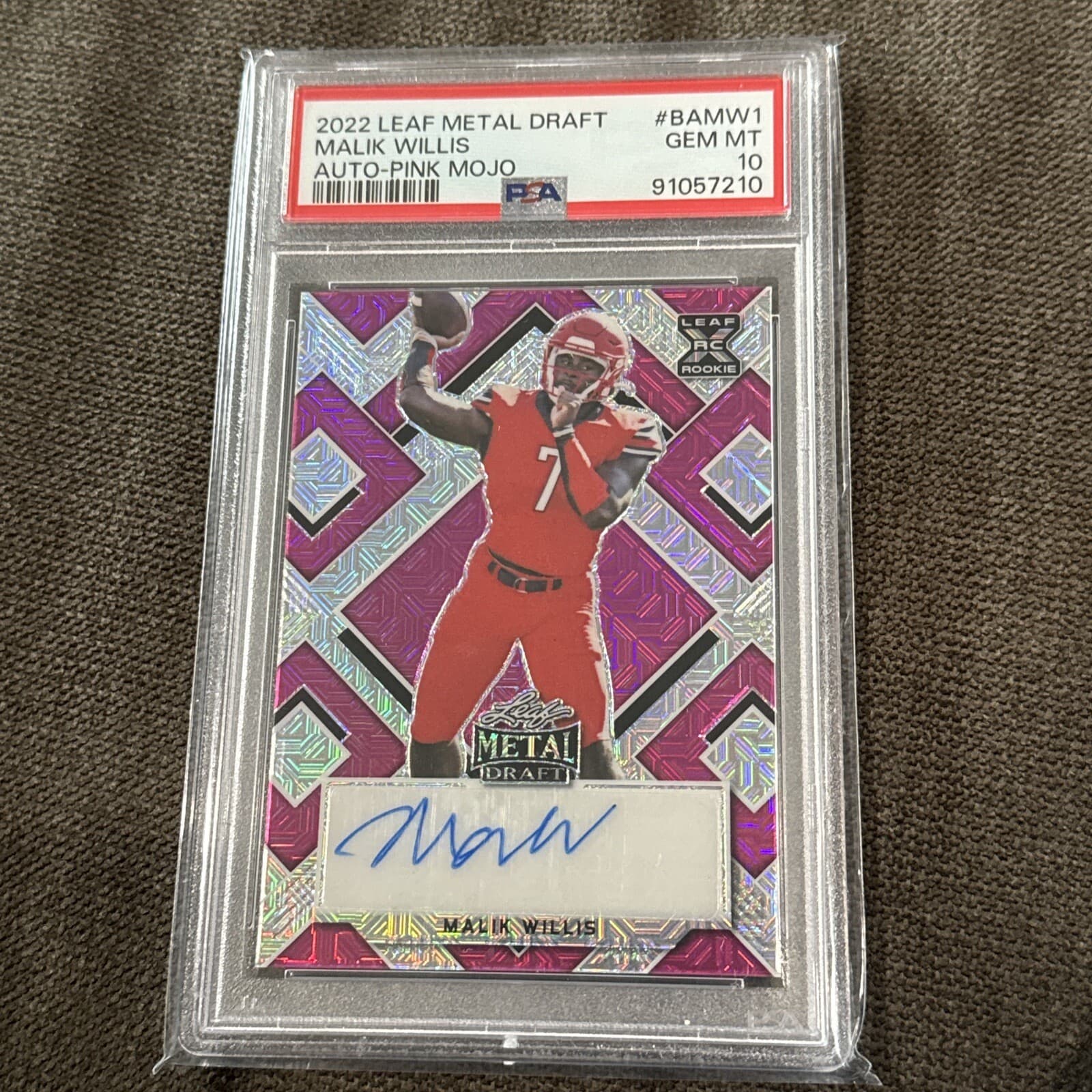 Malik Willis Leaf Metal Draft Autographs #BAMW1 Pink Mojo