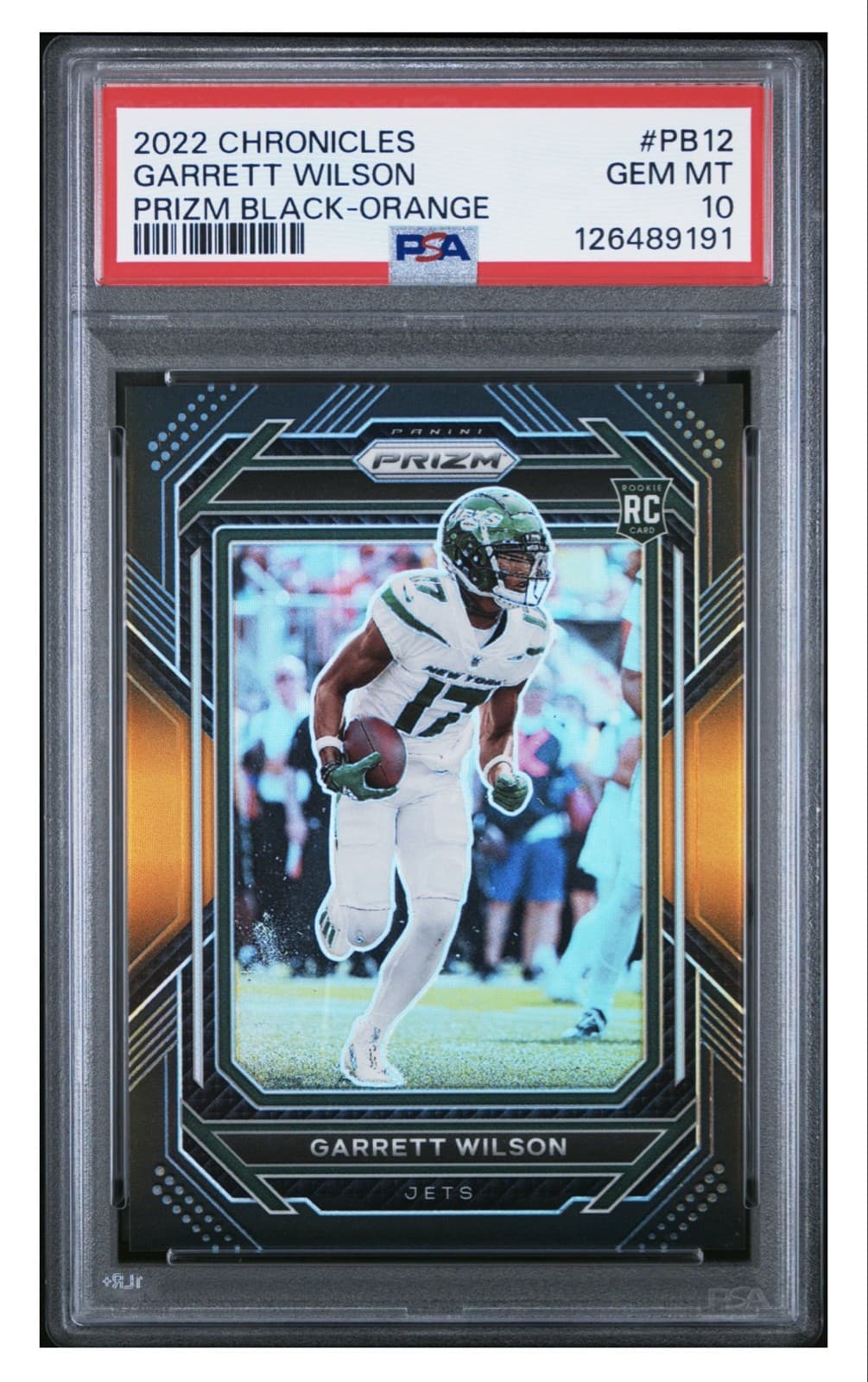 Garrett Wilson Panini Chronicles Prizm Black #PB12 Orange