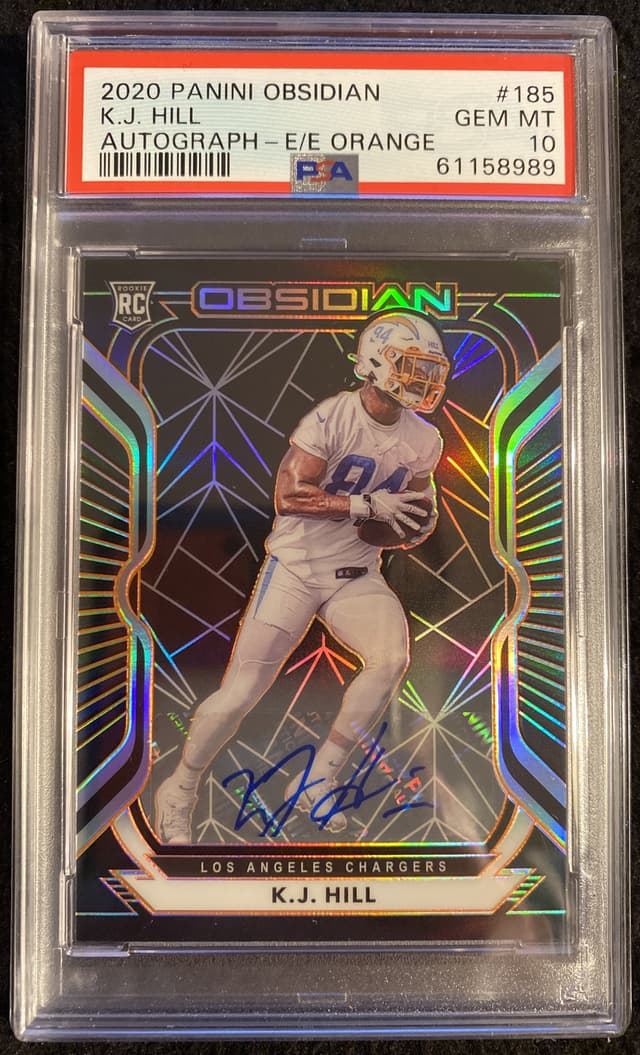 K.J. Hill Panini Obsidian #185 Autograph-Electric Etch Orange