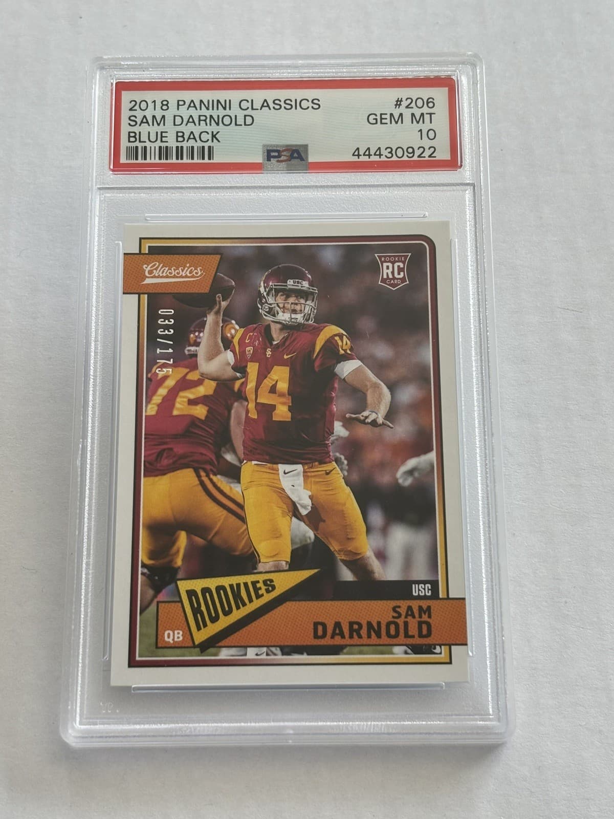 Sam Darnold Panini Classics #206 Blue Back