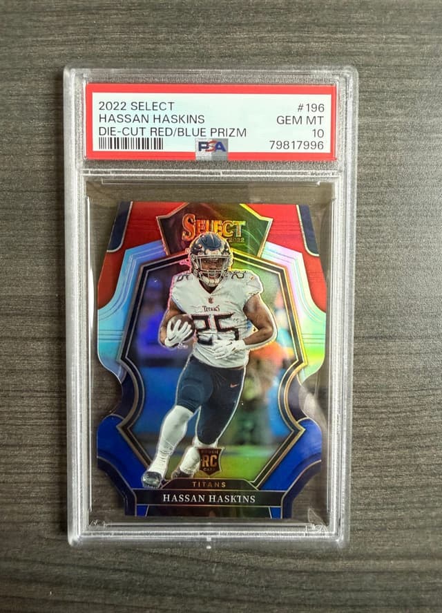Hassan Haskins Panini Select #196 Die-Cut Red/Blue Prizm
