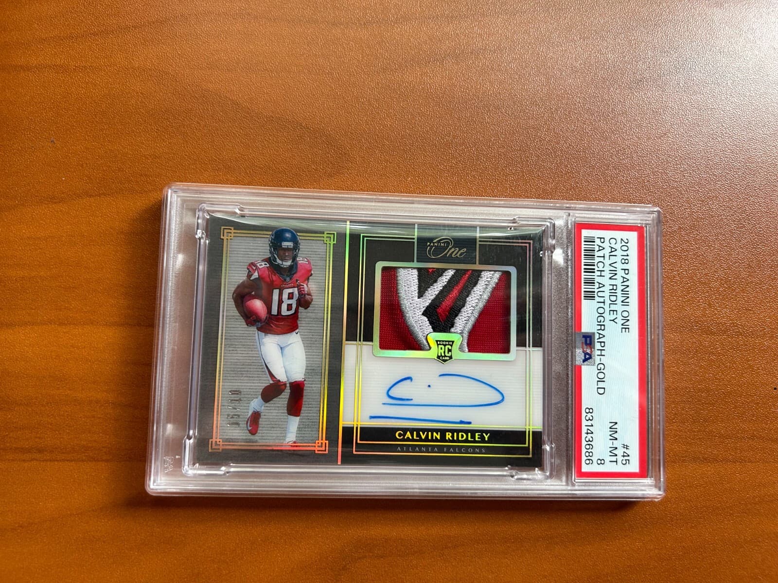 Calvin Ridley Panini One #45 Patch Autograph-Gold