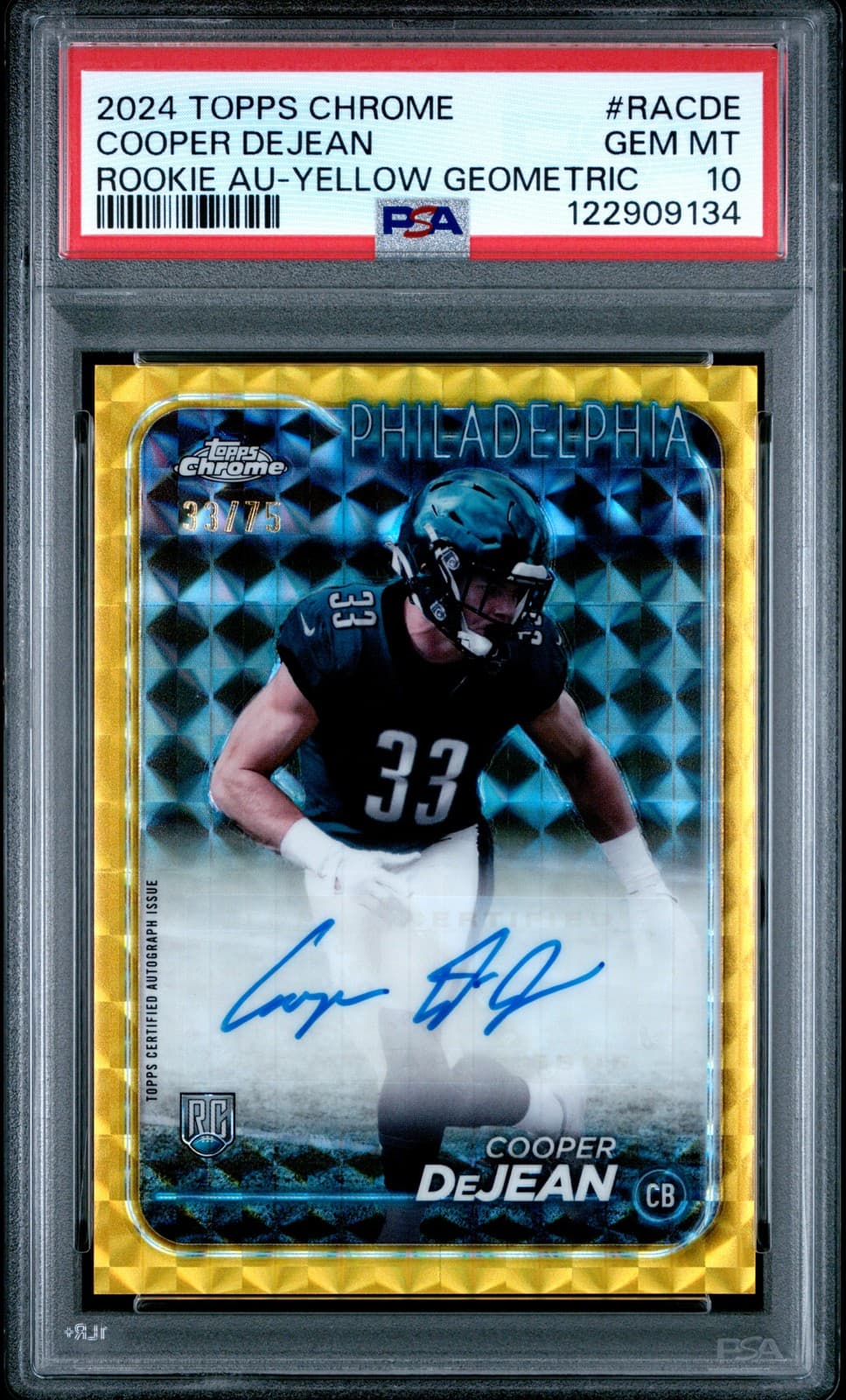 Cooper DeJean Topps Chrome Rookie Autographs Variations #RACDE Yellow Geometric