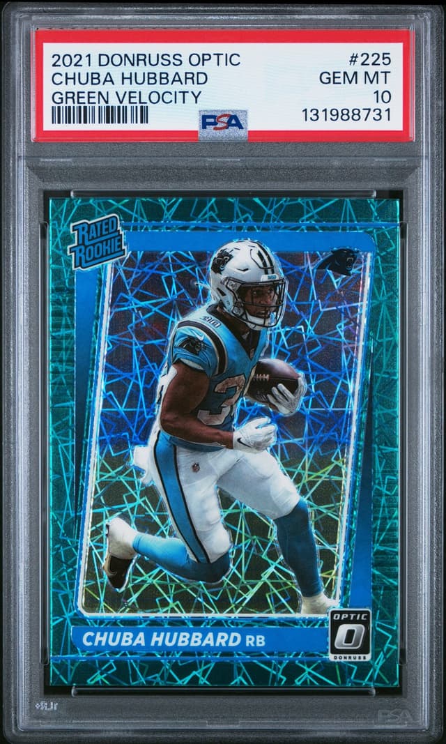 Chuba Hubbard Panini Donruss Optic #225 Green Velocity