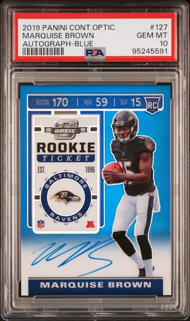 Marquise Brown Panini Contenders Optic #127 Autograph-Blue