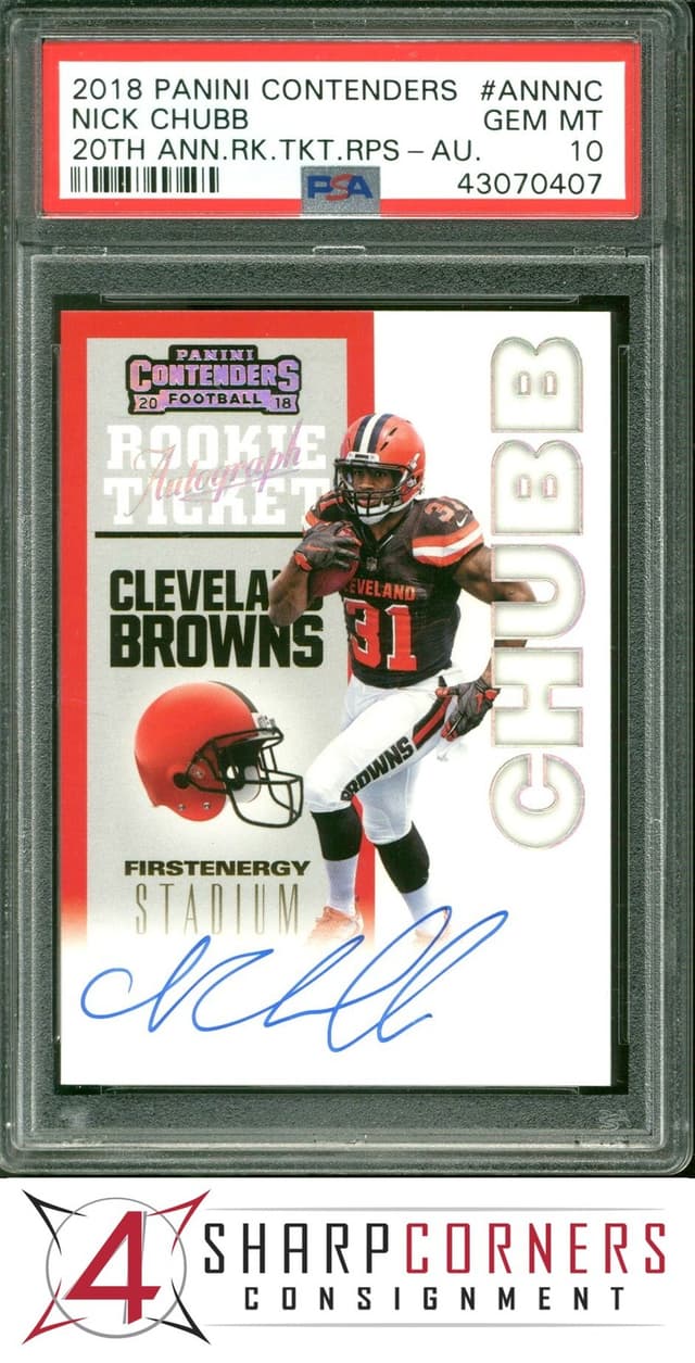 Nick Chubb Panini Contenders 20th Anniversary Rookie Ticket Rps #ANNNC Autograph