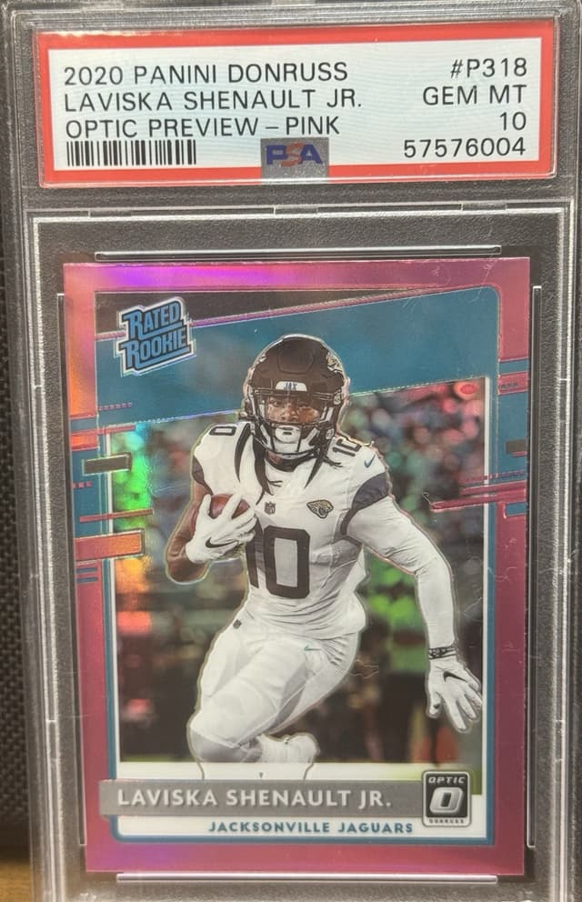 Laviska Shenault Jr. Panini Donruss #P318 Optic Preview-Pink