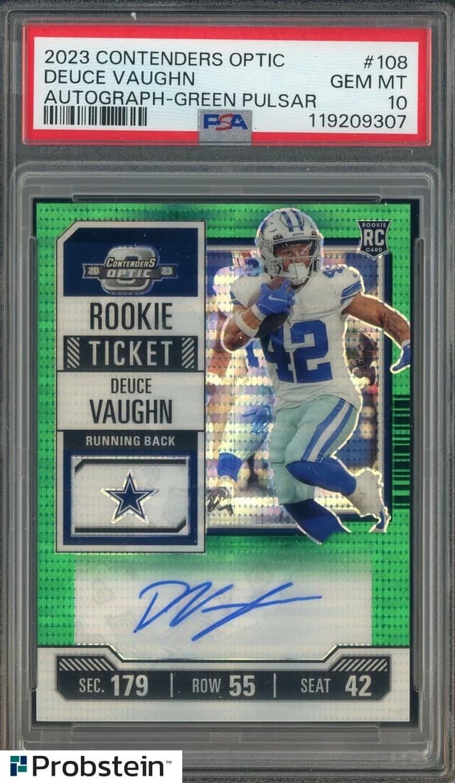 Deuce Vaughn Panini Contenders Optic #108 Autograph-Green Pulsar