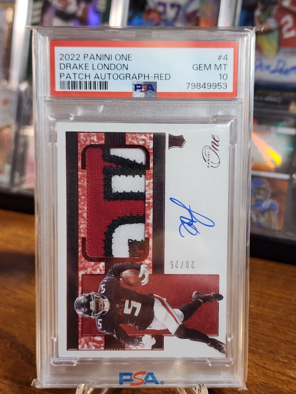 Drake London Panini One #4 Patch Autograph-Red