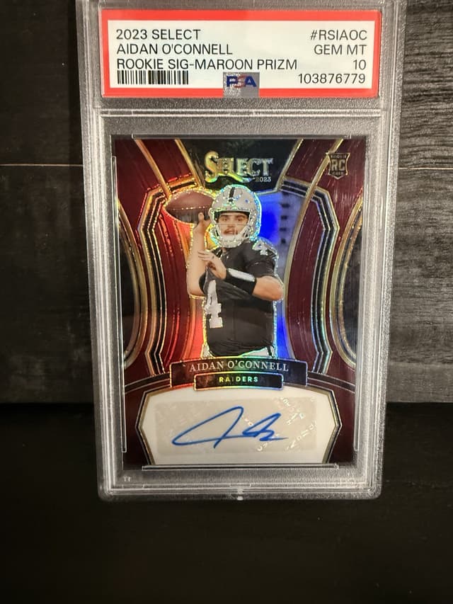 Aidan O'Connell Panini Select Rookie Signatures #RSIAOC Maroon Prizm