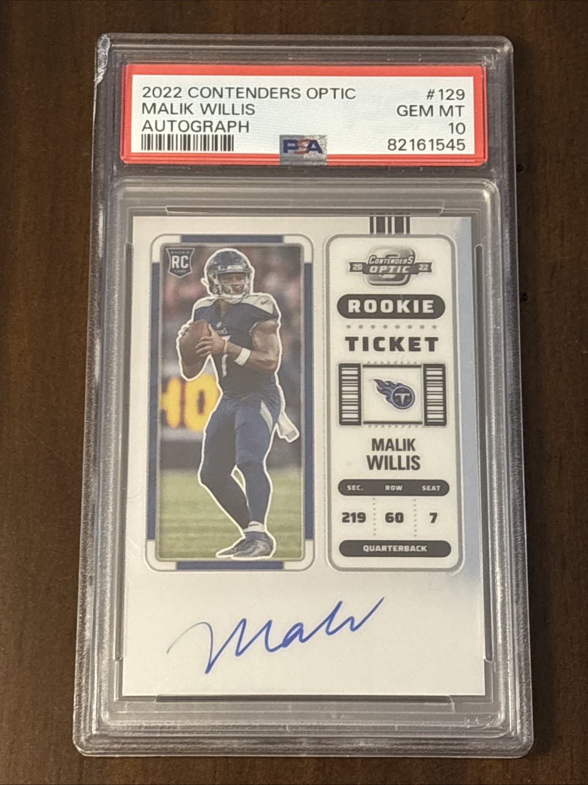 Malik Willis Panini Contenders Optic #129 Autograph