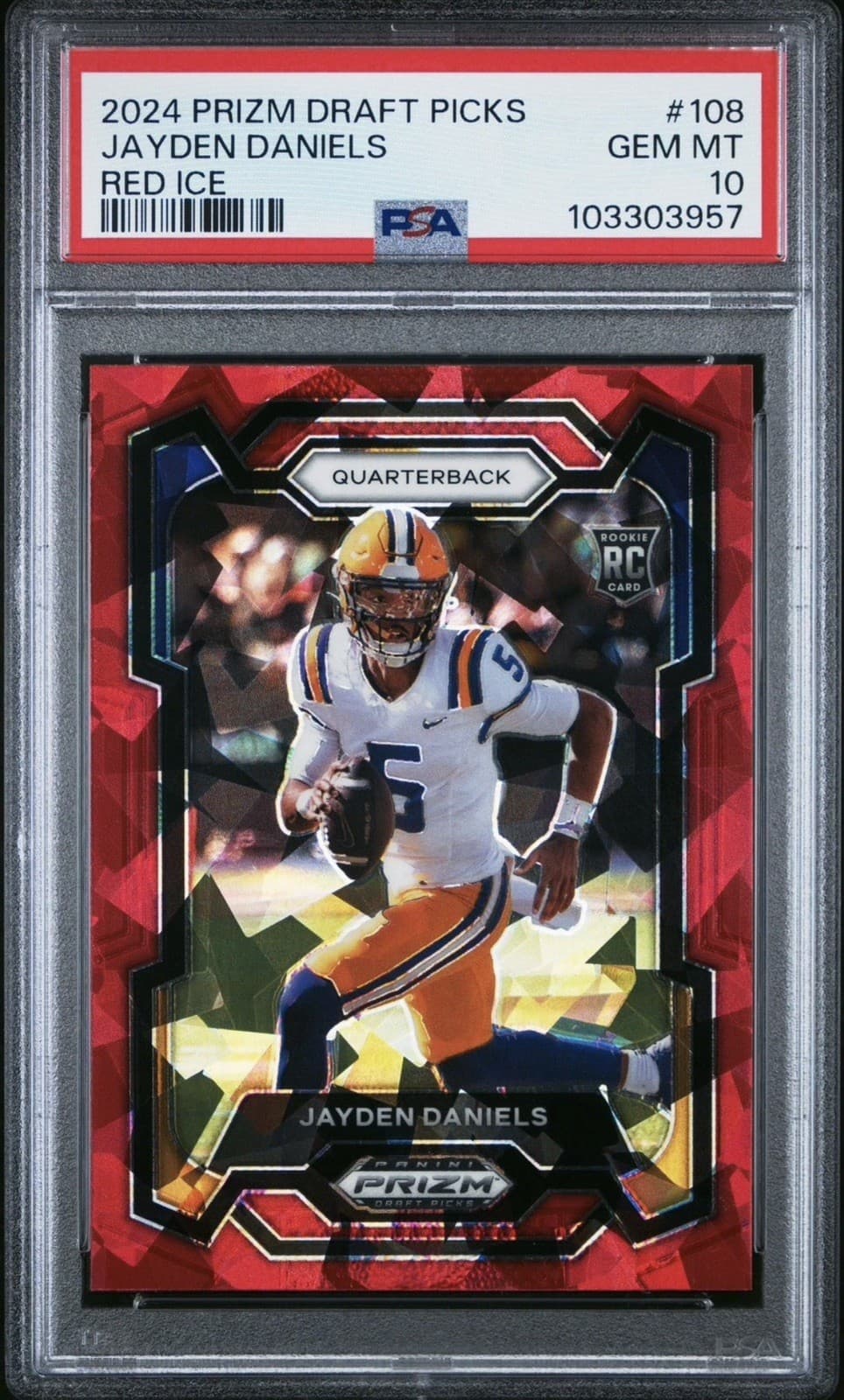 Jayden Daniels Panini Prizm Draft Picks #108 Red Ice